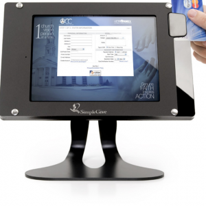 An example of a tabletop kiosk from SimpleGive. 